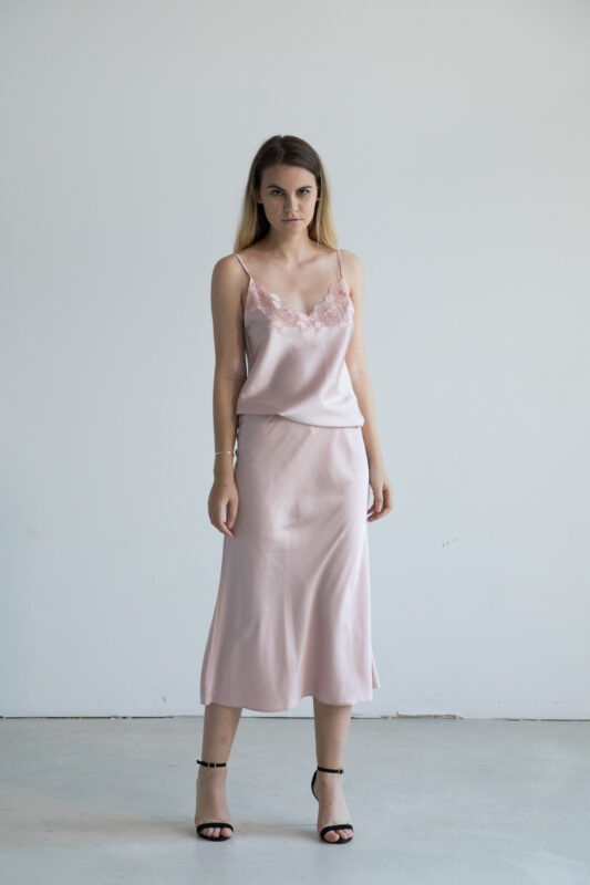 Fusta midi din satin